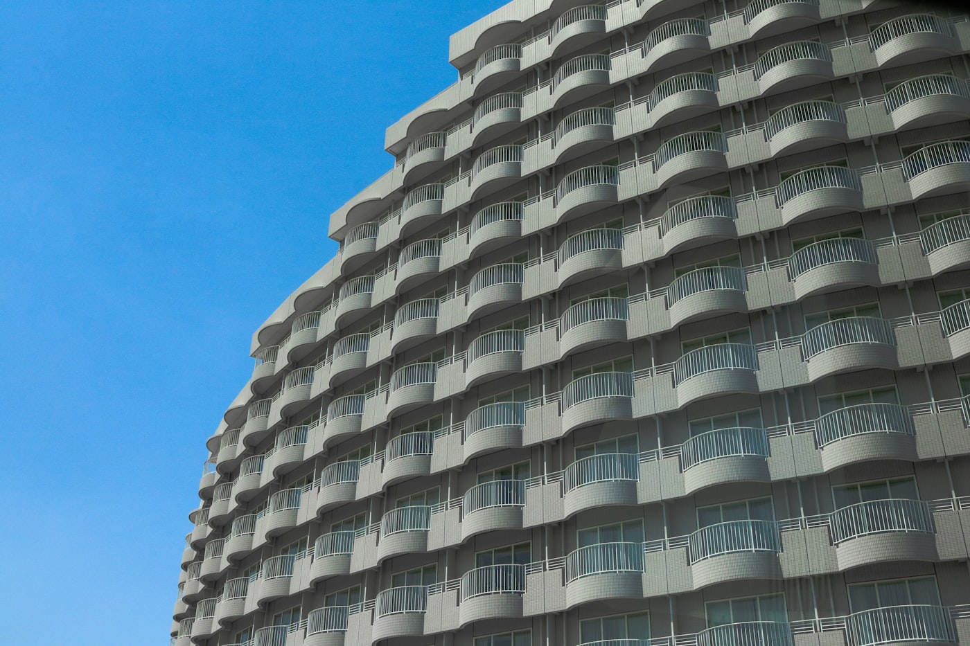 Architectural detail of a modern white residential building